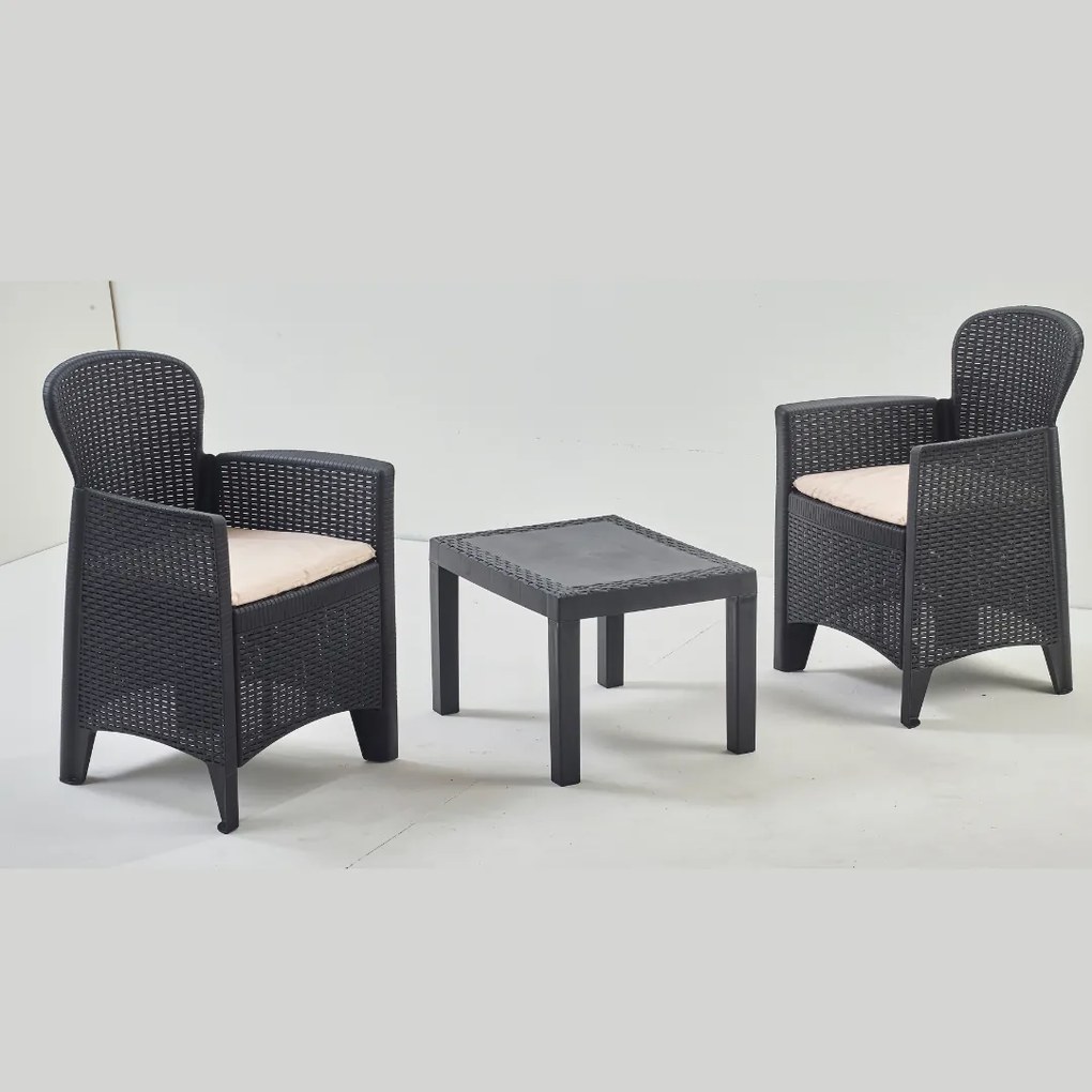 Kerti garnitúra AKITA, 3 részes, antracit színben I.P.A.E-Progarden