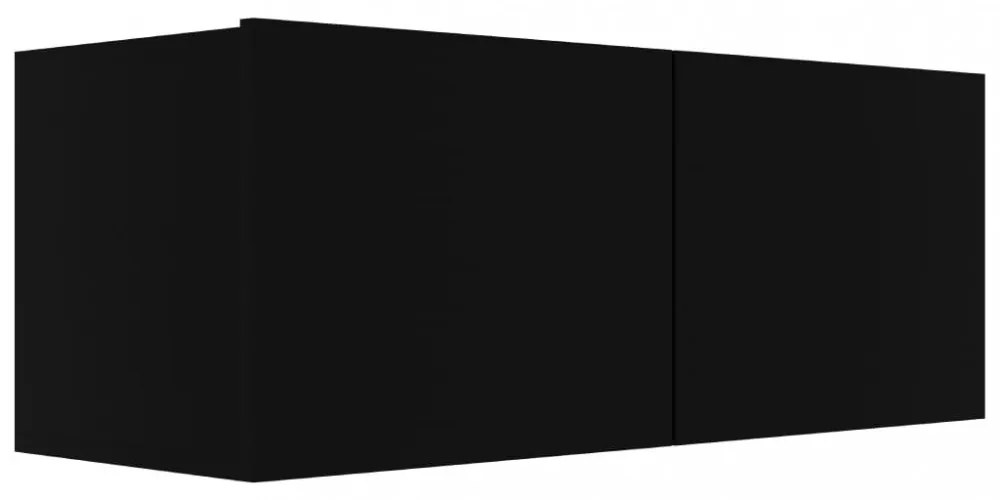 fekete szerelt fa TV-szekrény 80 x 30 x 30 cm