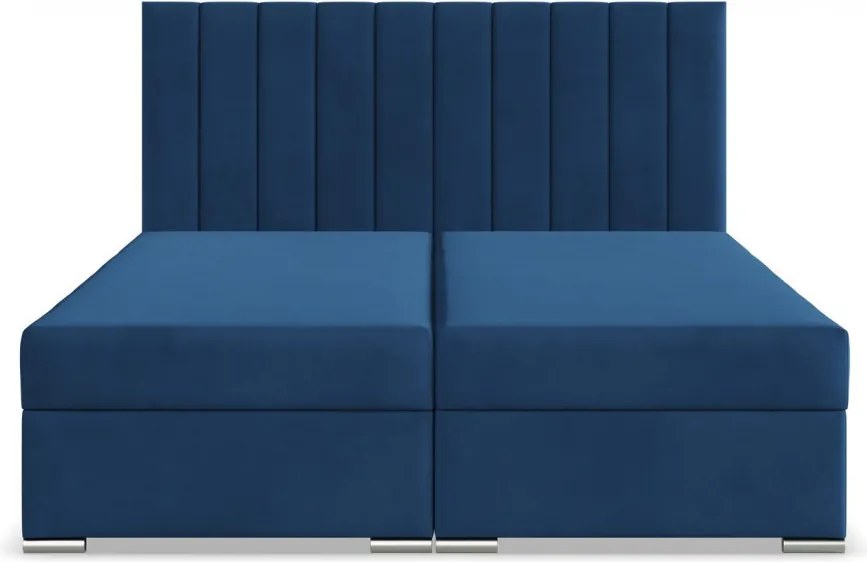 Agen ágy, bársony, 160 x 200, ágyneműtartóval, kék