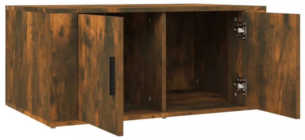 füstös tölgy színű szerelt fa dohányzóasztal 80 x 50 x 36 cm