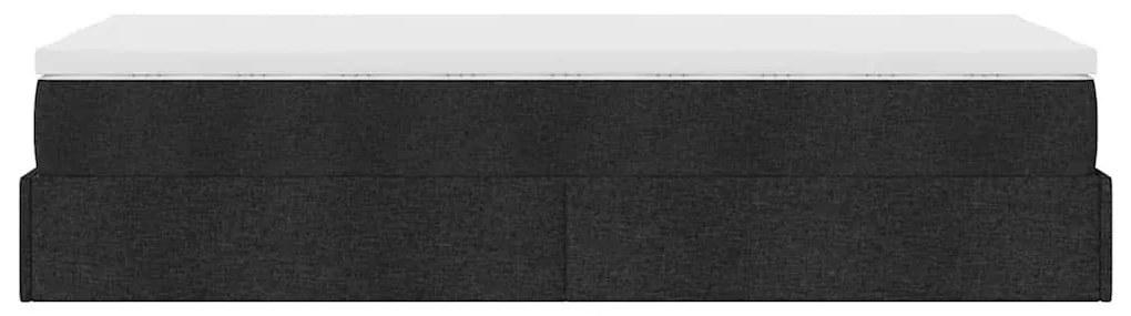 Ottomán ágykeret matraccal fekete 100x200cm szövet