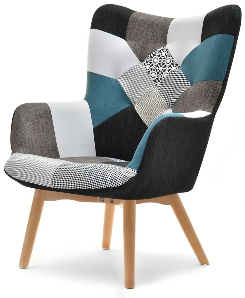 Fotel Nutri (patchwork + fekete). Akció -15%. 1110350