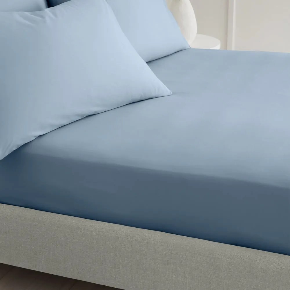 Kék gumis pamut-perkál lepedő 150x200 cm Cotton Percale – Bianca