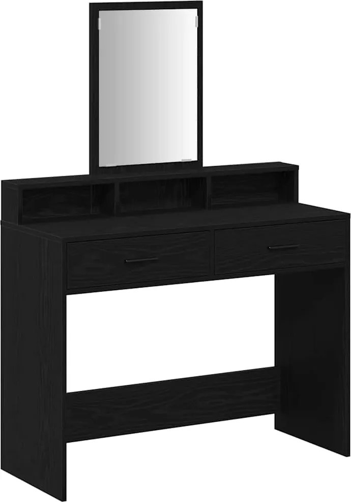 vidaXL Öltözködőasztal fiókkal Fekete tölgy 100 x 41 x 140 cm Faanyag