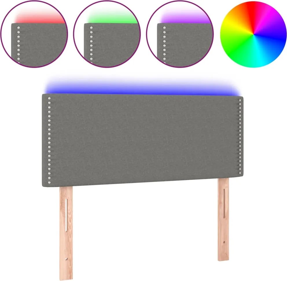 vidaXL sötétszürke szövet LED-es fejtámla 90x5x78/88 cm