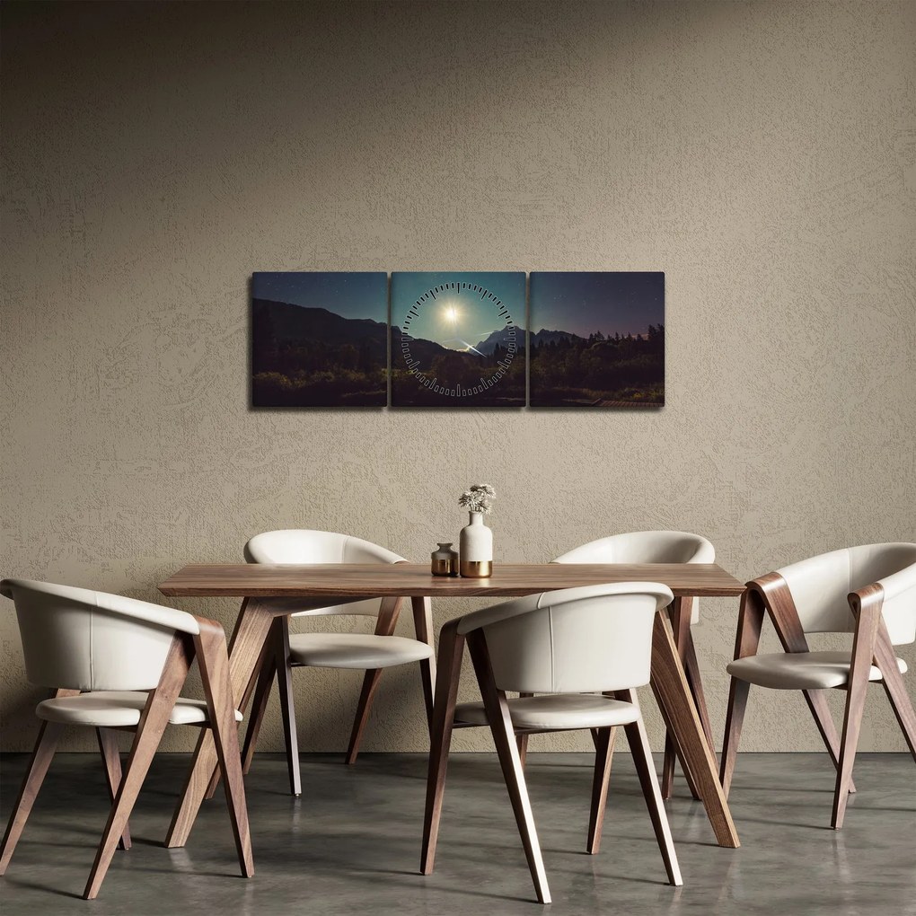 Kép - éjszakai égbolt (órával) (90x30 cm)
