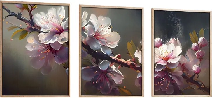 Huhu222 keretezett MDF falikép, 50 x 70 cm, 3 db-os szett
