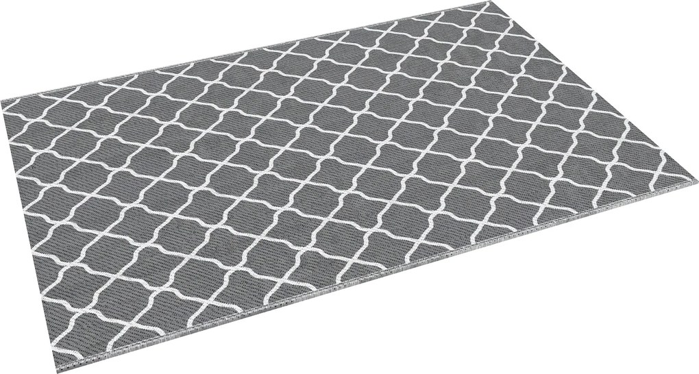 Outsunny Kerti Szőnyeg 182x274 cm Fordítható Szőnyeg Geometrikus Mintával, Vízálló Teraszra, Erkélyre, Udvarra, Kempinghez, Strandhoz Szürke és Fehér