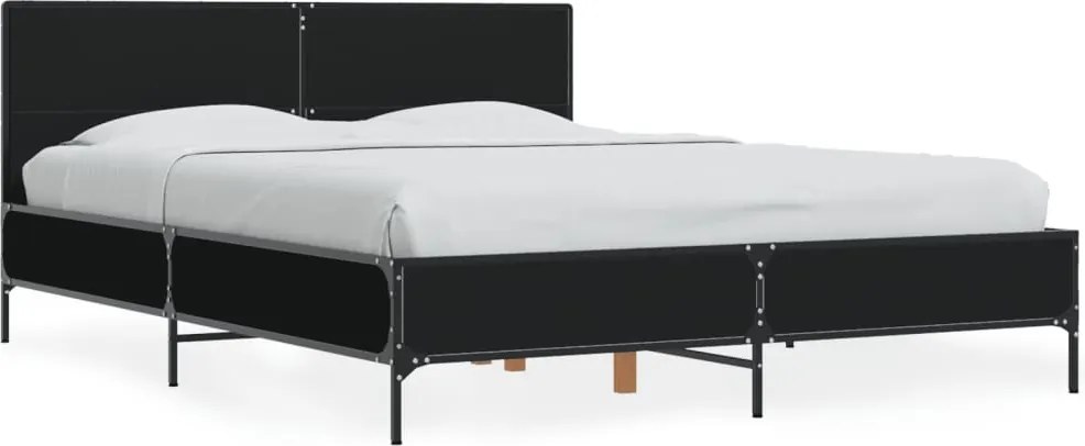 vidaXL fekete szerelt fa és fém ágykeret 120 x 190 cm