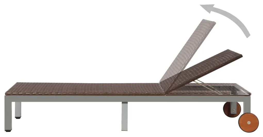 Barna polyrattan napozóágy kerekekkel