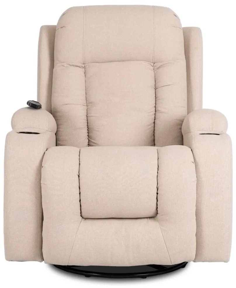 Elektromosan Vezérelhető Masszázsfunkciós Relaxfotel Bézs Szövet Kárpittal. BOX 2