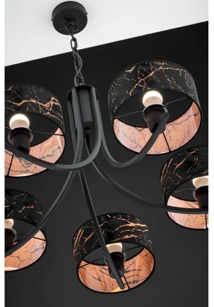 Jupiter 2107- ARTHUR láncos csillár 5xE27/15W/230V fekete/narancssárga/márvány dekor