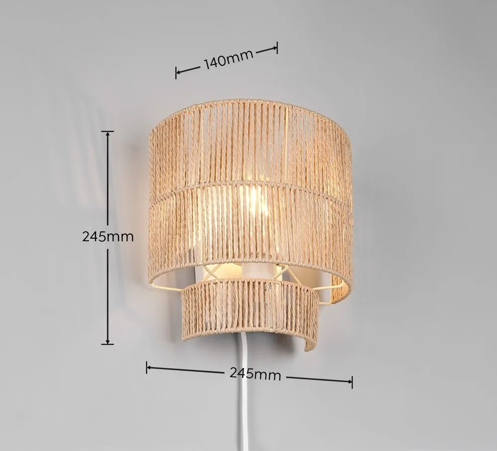 Natúr színű USB fali lámpa Satna – Reality