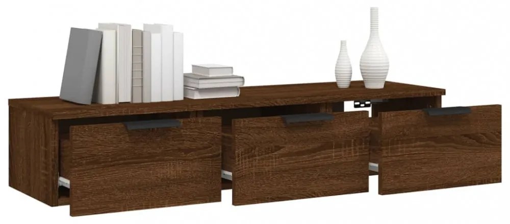 barna tölgyszínű szerelt fa faliszekrény 102 x 30 x 20 cm