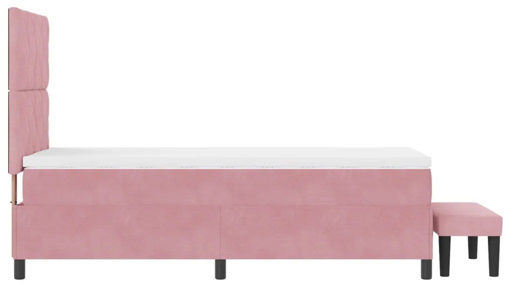 Rózsaszín Box Spring Ágy Matraccal és Pad 90x190 cm Bársony