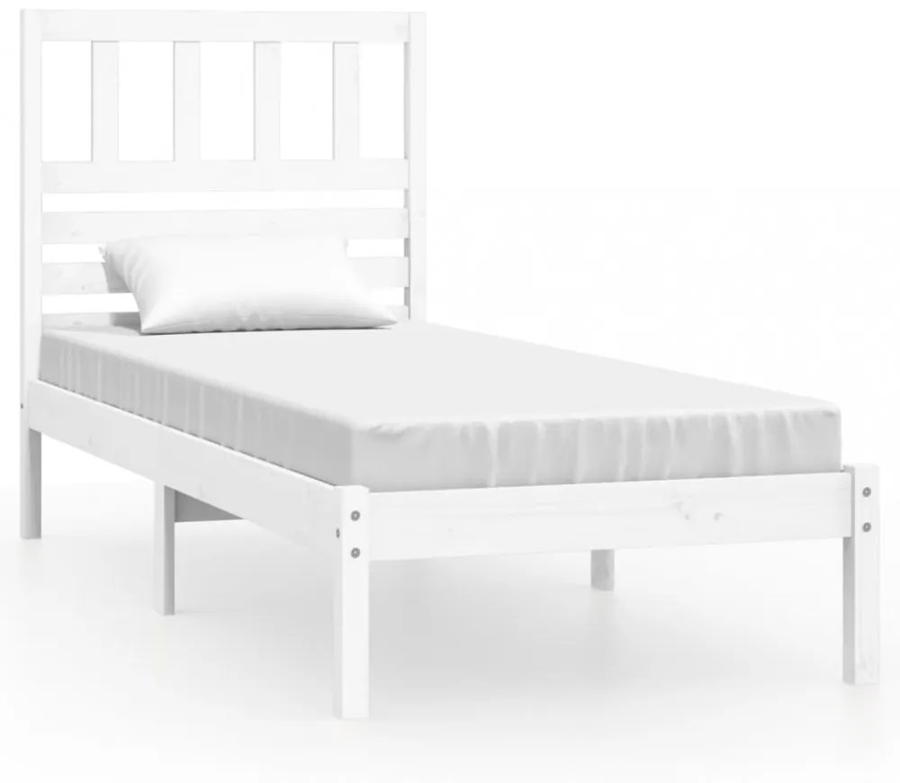 fehér tömör fenyőfa ágy matrac nélkül 75 x 190 cm