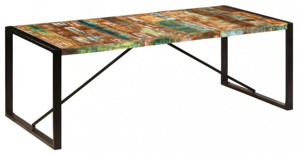 tömör újrahasznosított fa étkezőasztal 220 x 100 x 75 cm