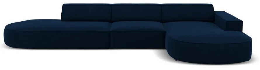 Kék bársony sarokkanapé (jobb oldali) Jodie - Micadoni Home