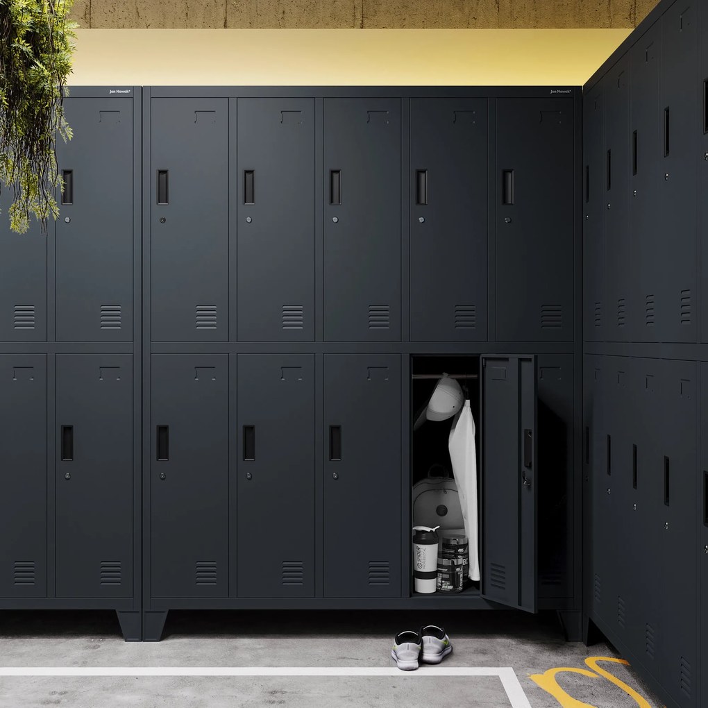 Fém öltözőszekrény BHP, 10 ajtós, BARTEK 1360 x 1720 x 450 mm, antracitszürke