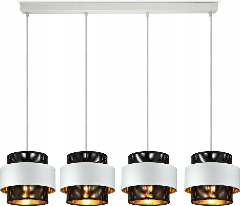 Függő lámpa Csillár Glamour Fehér Fekete Arany