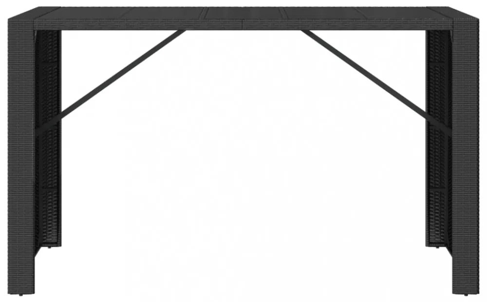 fekete polyrattan üveglapos bárasztal 185 x 80 x 110 cm