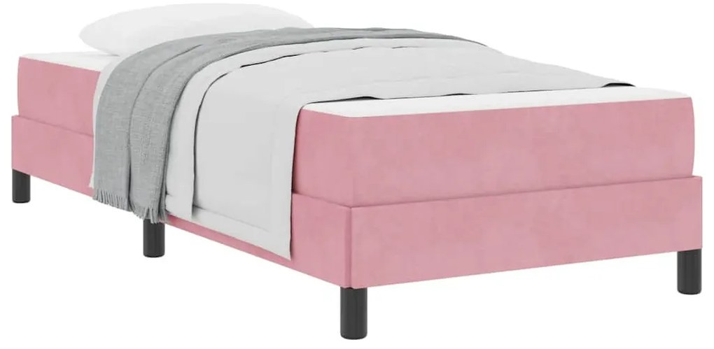 Boxspring ágy matraccal matracmal Rózsaszín 90 x 190 cm Bársony