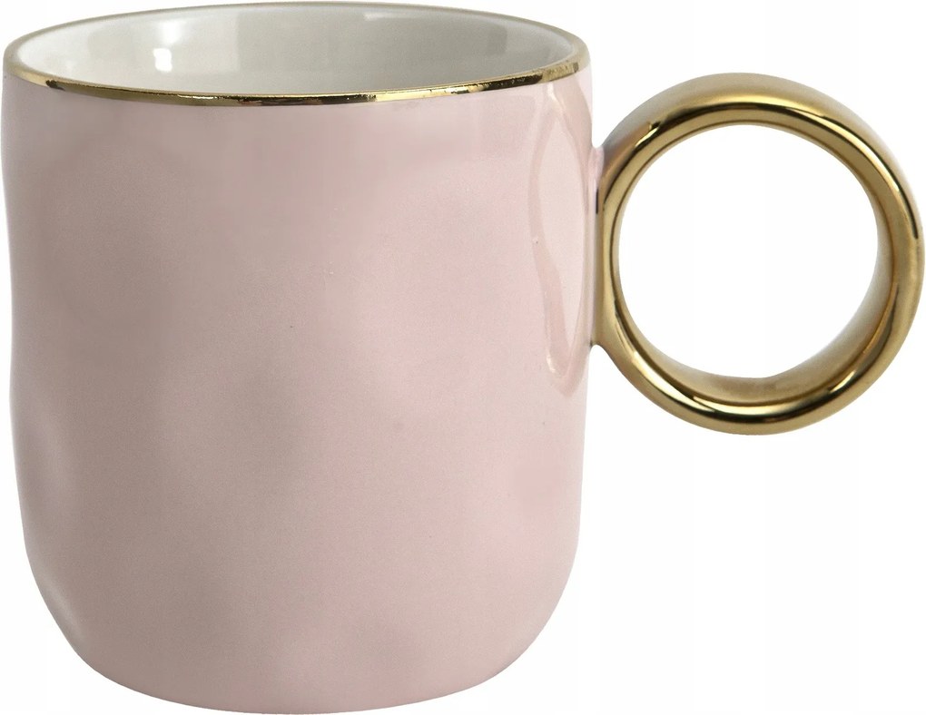 Porcelán bögre 300 ml arany füllel rózsaszín 2202