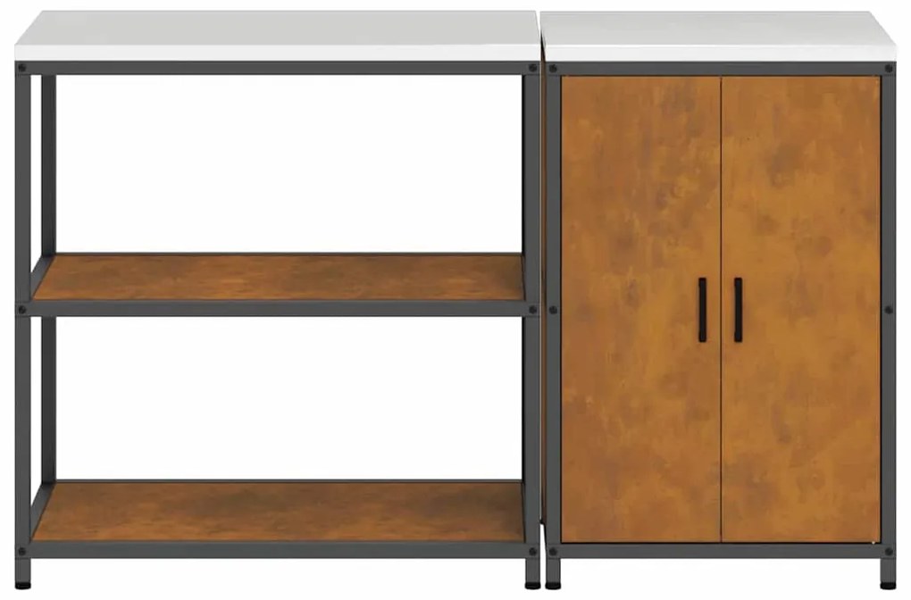 Konyhai Tároló Készlet polcokkal 2 pcs Rozsdás 150 x 50 x 92 cm