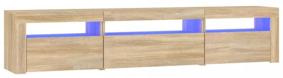 sonoma tölgy színű TV-szekrény LED-lámpákkal 195x35x40 cm