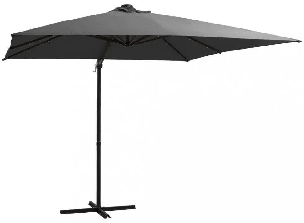 antracit konzolos napernyő LED-del és acélrúddal 250x250 cm