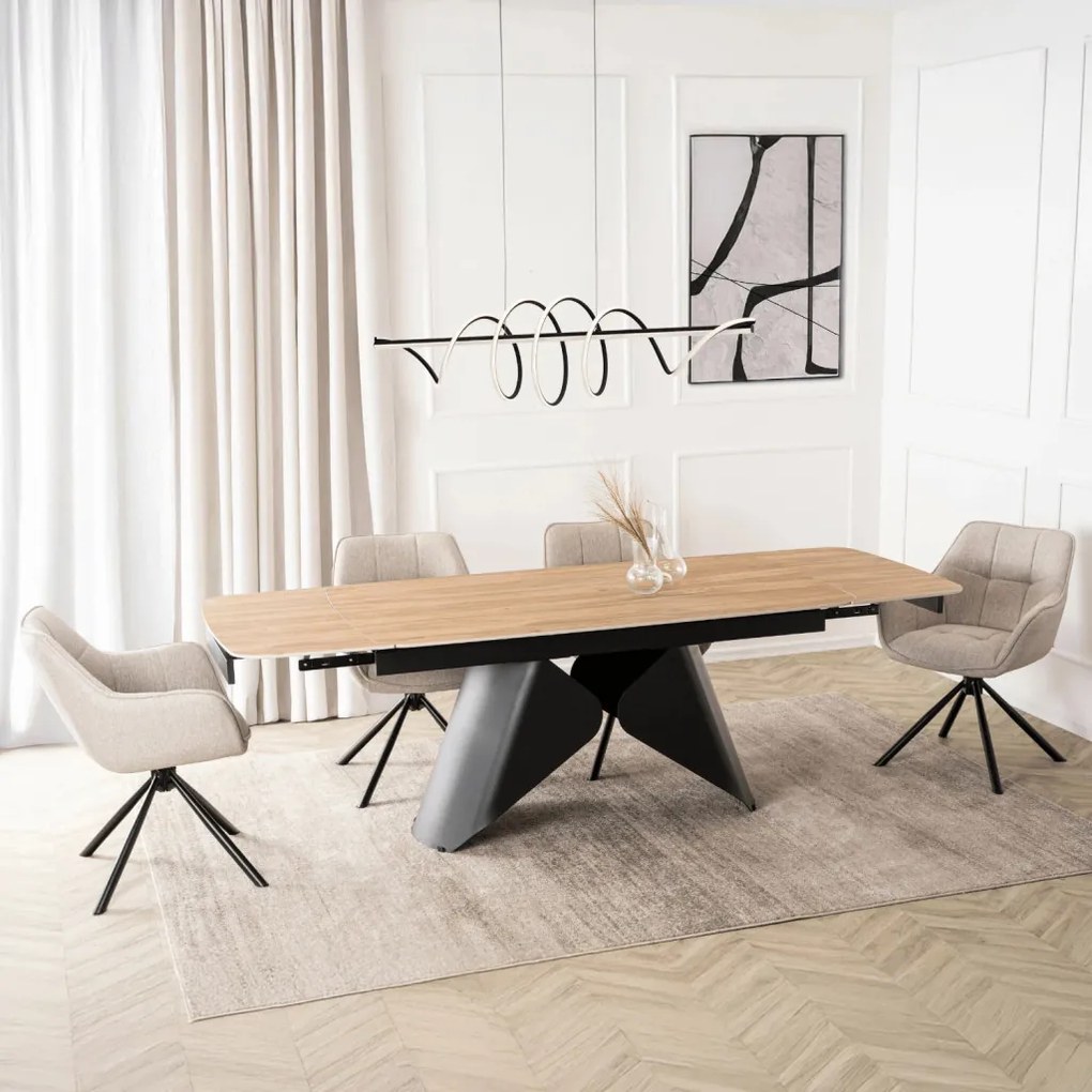 Stół VERONA Ceramiczny Rozkładany 160-240 cm Dąb/Czarny