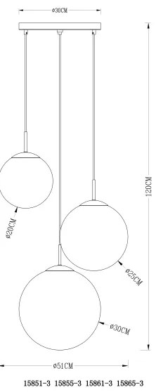 GLOBO 15851-3 - Csillár zsinóron VARUS 3xE27/40W/230V
