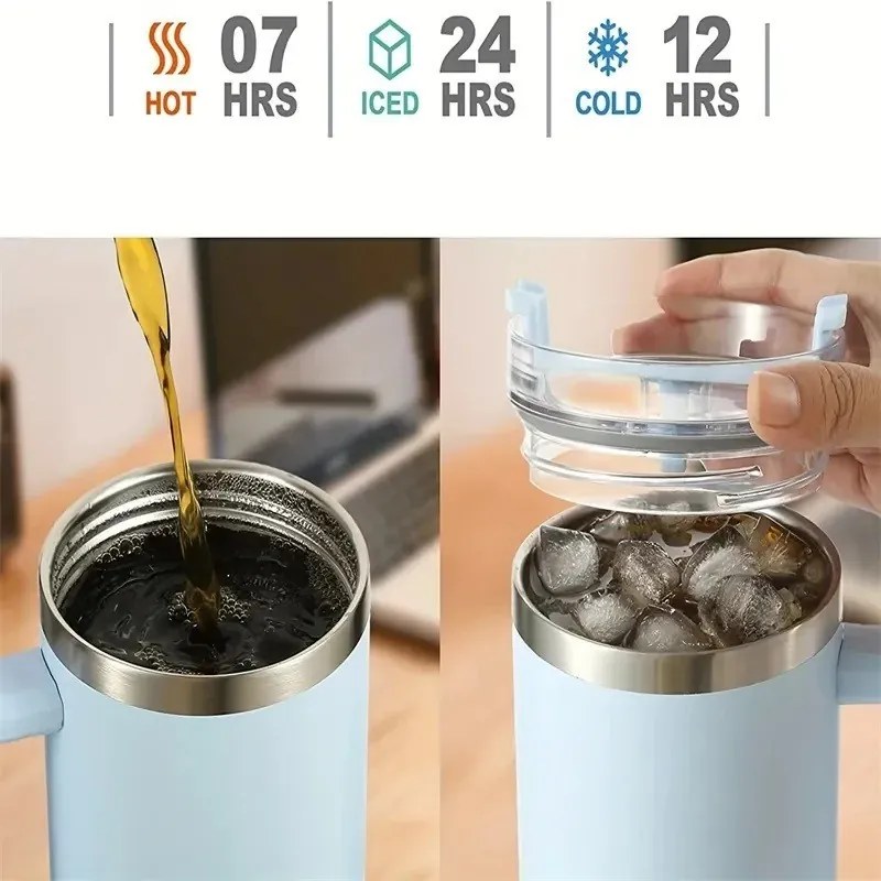 Termosz bögre szívószállal TERMOS 1000 ml, szürke