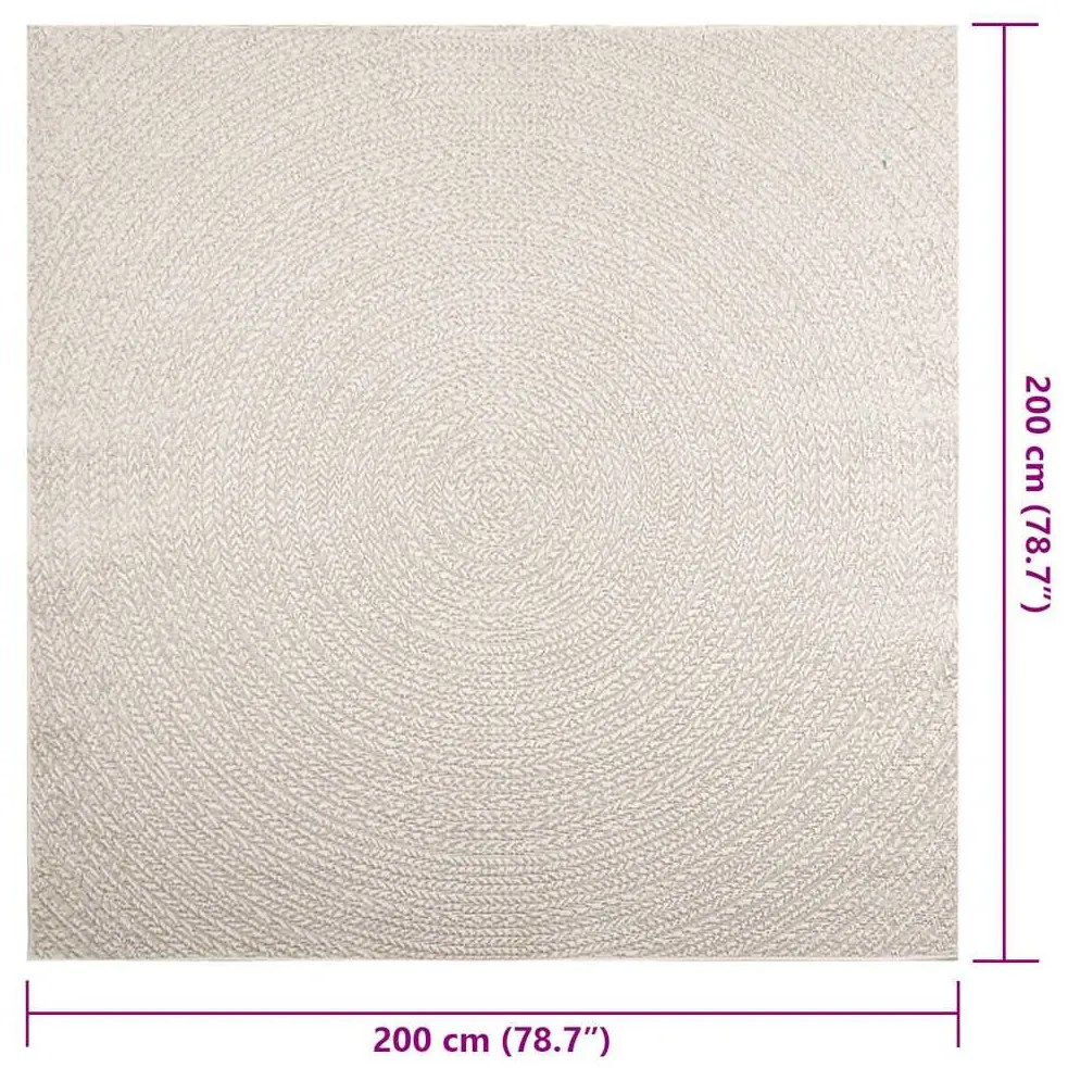 ZIZUR krém juta hatású beltéri és kültéri szőnyeg 200x200 cm