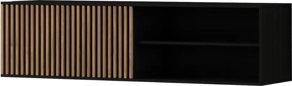 AKCIÓ Függesztett TV állvány MEORATI 150x40 cm, fekete/tölgy artisan II. osztály