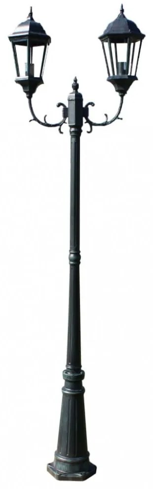 sötétzöld/fekete alumínium 2 ágú kerti állólámpa 230 cm
