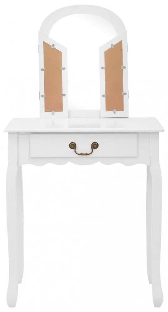 fehér császárfa MDF fésülködőasztal ülőkével 65x36x128 cm
