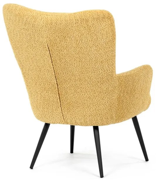 Füles fotel sárga bouclé szövettel. AK-W1206 YEL2