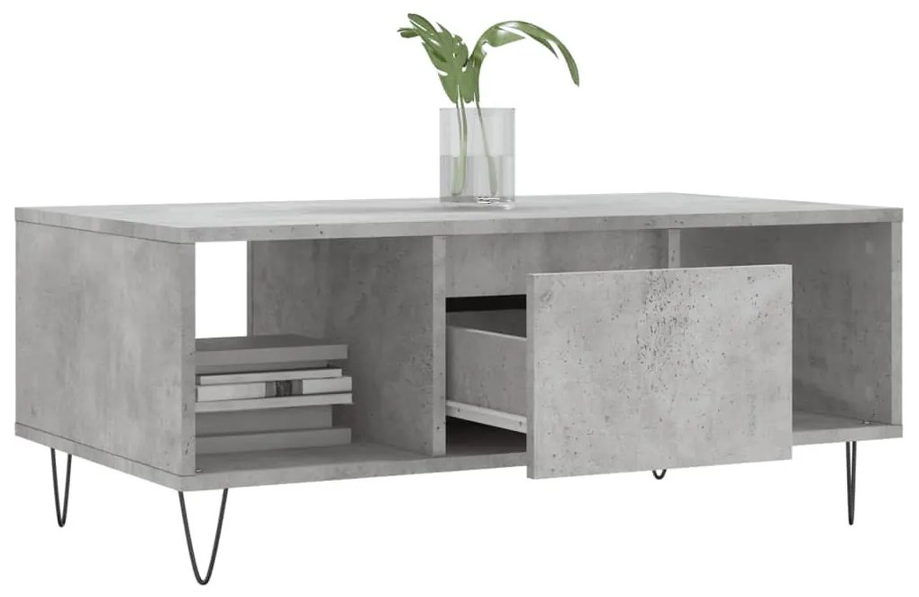 Betonszürke szerelt fa dohányzóasztal 90x50x36,5 cm