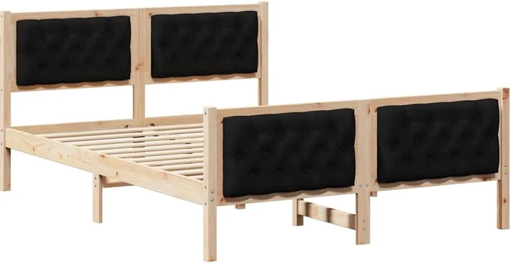 vidaXL Ágykeret fejtámlával Fekete 150 x 200 cm Tömör fenyőfa