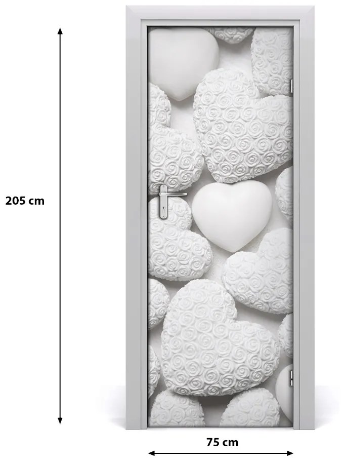 Ajtó tapéta Fehér háttér szív 95x205 cm