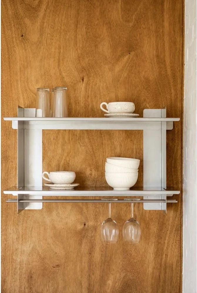 Ezüstszínű többszintes fém fali polc 70 cm Tivo – noo.ma