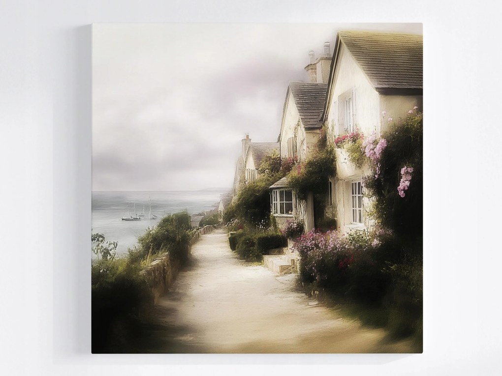 Vászonkép Canvas Tájkép Anglia Cornwall Tengerpart Házak 40x40