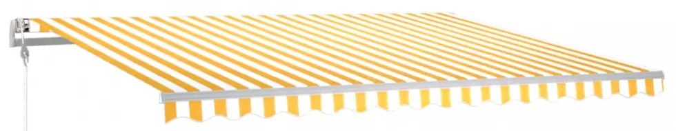 sárga-fehér szélérzékelős és LED-es napellenző 400x350 cm