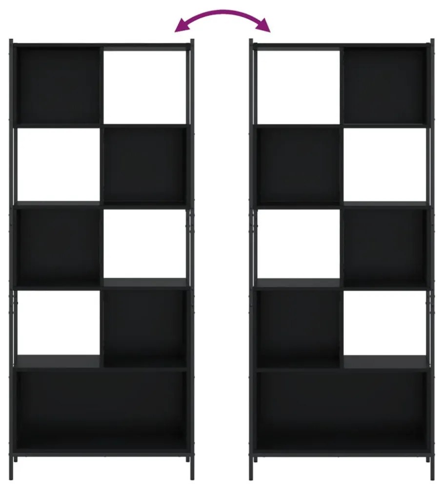fekete szerelt fa könyvszekrény 72x28x172 cm