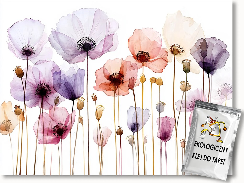 Fotótapéta Flizelina Kert Virágágyás Mező Virágok Színes Pipacsok 368x254 ragasztó