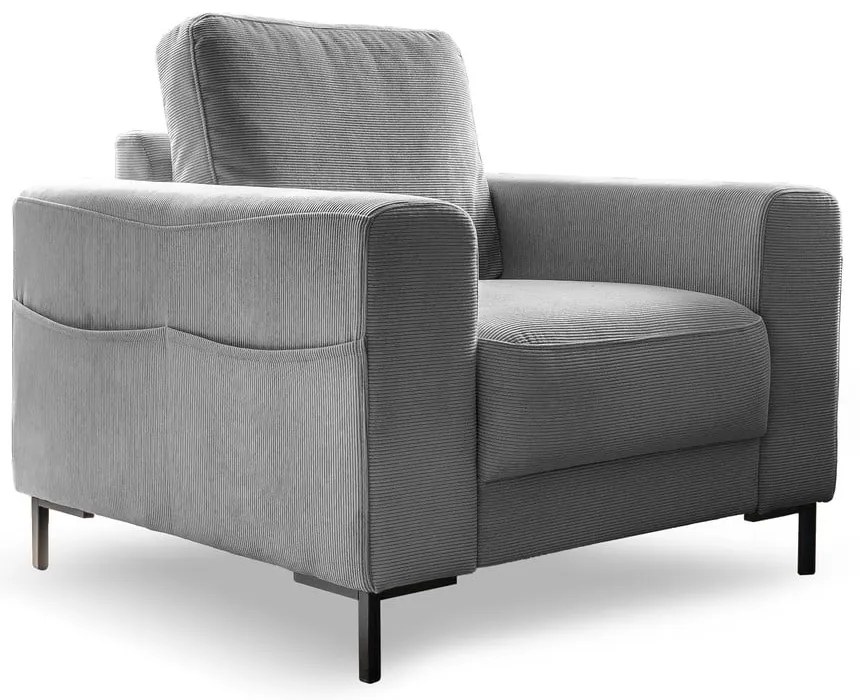 Szürke kordbársony fotel Lofty Lilly – Miuform