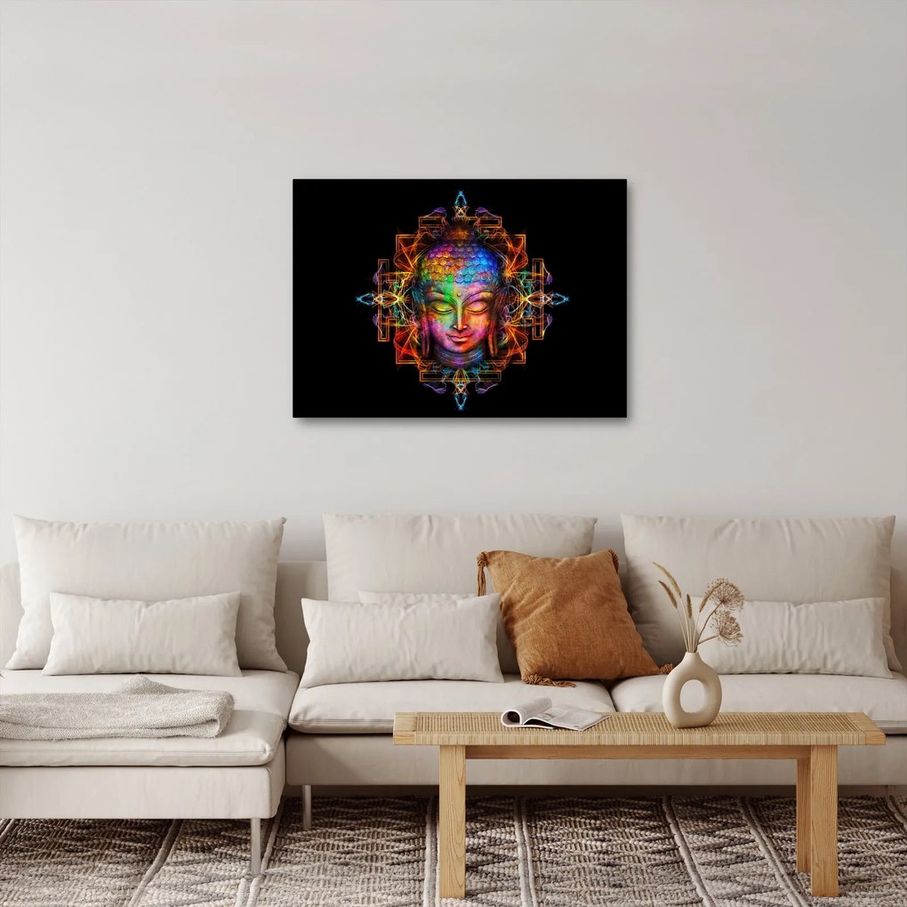 Kép - Buddha mellszobra neon színekben (70x50 cm)