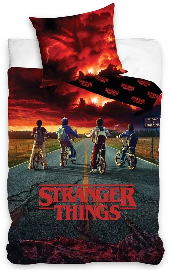 Pamut lepedő Stranger Things Viharvédők, 140 x 200 cm, 70 x 90 cm