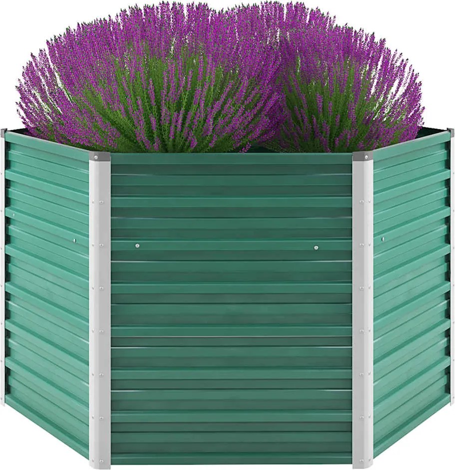 vidaXL zöld horganyzott acél kerti magaságyás 129 x 129 x 77 cm